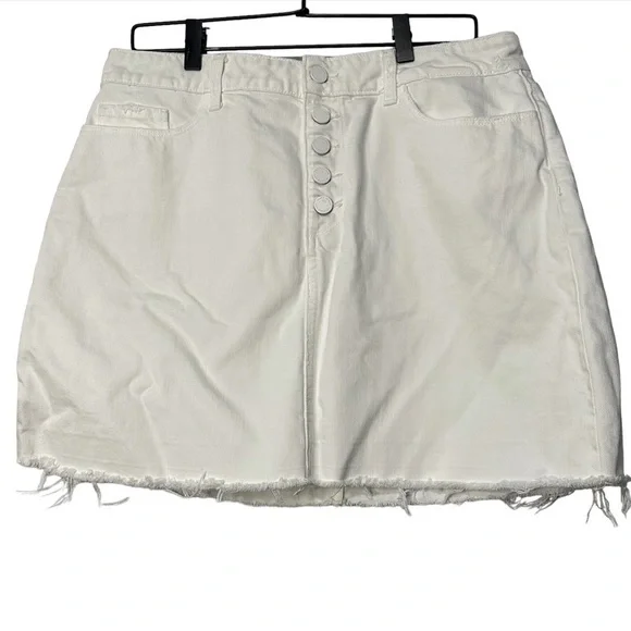 Paige Aideen‎ Mini Skirt Distressed Crisp White High Waisted - Picture 2 of 12